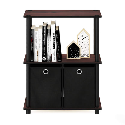 Furinno TURN-N-TUBE Storage Shelves, 3-Tier Toolless Book Shelf with Storage Bins, Display Shelf, for Organization and Storage, Living Room, Garage
