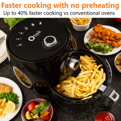 Otek 4.5L Air Fryer | 1450W | Low Fat | Healthier Oil Free Frying | Compact Cooker Oven | Timer | Rapid Heating & Air Flow Circulation | Adjustable