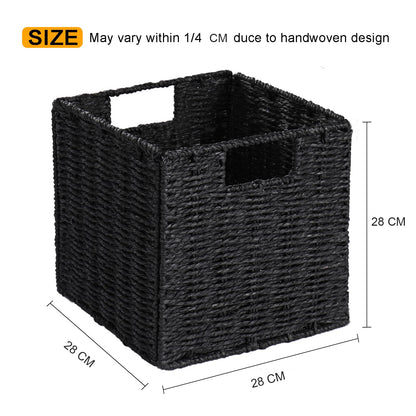 Vagusicc Woven Storage Basket, 2-Pack Wicker Basket for Shelves Closet Organizer, Square Shelf Baskets for Toys, Books, Shoes