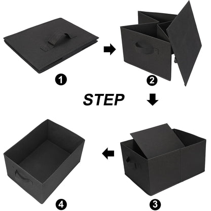 JAKAGO Foldable Wardrobe Fabric Storage Boxes 4 Pack, 39 x 29 x 20 cm