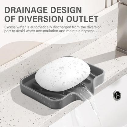 Silicone Soap Dish with Drain, SAISN Kitchen Soap Tray for Shower 2 Pack Self Draining Soap Dish Soft Bathroom Soap Holder for Kitchen Sink Flexible