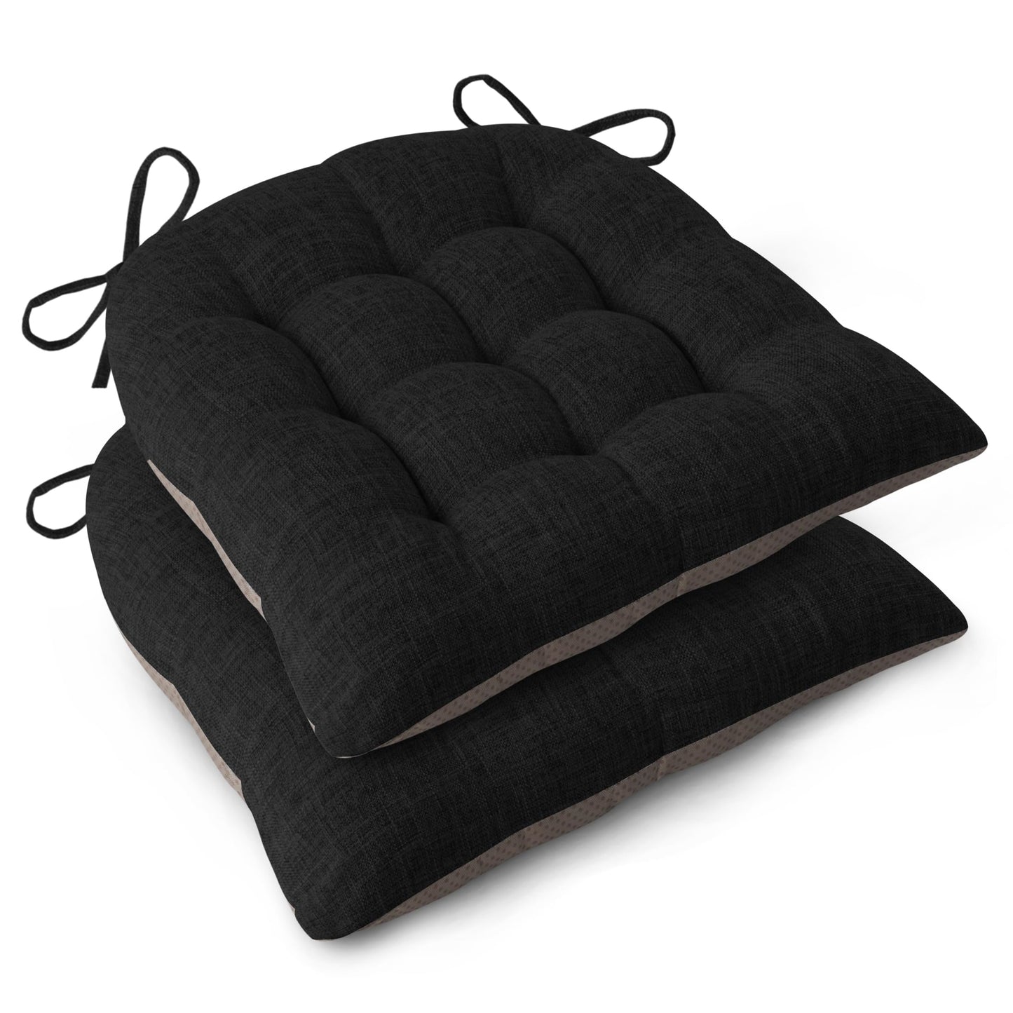FlyGulls Chair Cushions for Dining Chairs Set of 2 46x42x7.6 cm Black