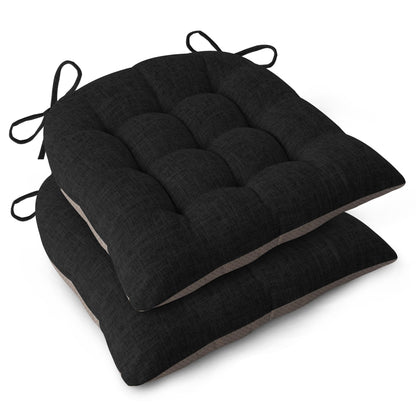 FlyGulls Chair Cushions for Dining Chairs Set of 2 46x42x7.6 cm Black