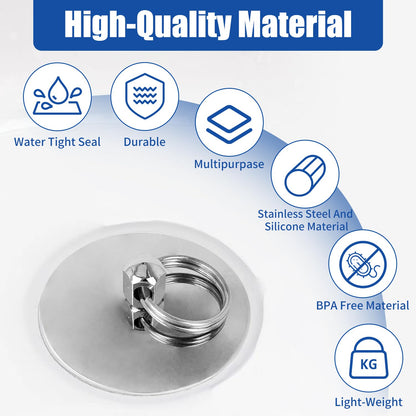 2 Pcs Drain Stopper Sink Plug, Universal Bath Plug with Stainless Steel Chain,Drain Stopper For Bathtub Sink Bathroom Kitchen Home,42mm to 46 mm