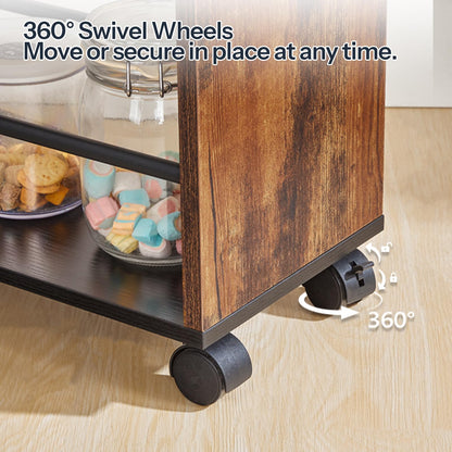 HOOBRO Slim Storage Trolley, Narrow Kitchen Cart for Small Space, Slide Out Kitchen Trolley on Wheels, 4-Tier Rolling Utility Cart with Handle