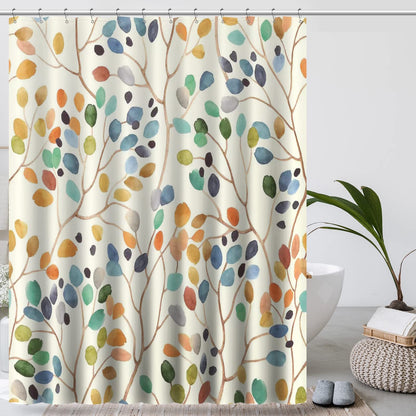 Amaredom Floral Shower Curtain with 12 Metal Hooks - 183 x 183 cm