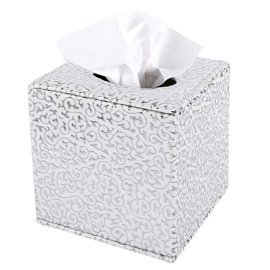 Discoball Tissue Box Cover PU Leather Cube Tissue Holder - Household Office Square Tissue Cover Case Paper Holder Napkin Dispenser for Home Office and