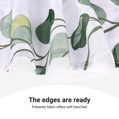 Lerores Shower Curtain, 240 x 180 cm, Green Leaves, Weighted Hem, Anti-Mould Textile, Water-Repellent