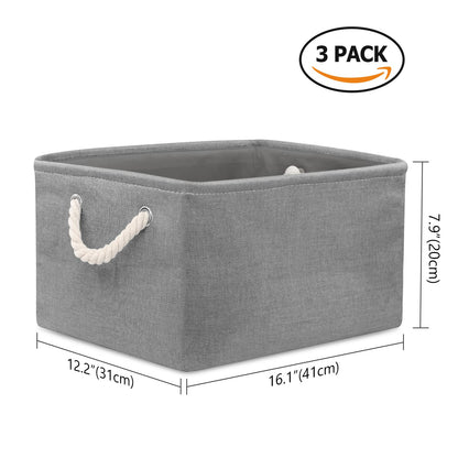 Newthinking 3 Pcs Large Storage Boxes, Fabric Storage Baskets with Handles, Foldable Home Organizer for Living Room, Laundry Room
