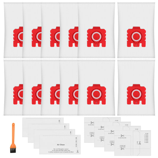 12 Pack FJM 3D Dust Bags for Miele Hoover Hyclean Pure FJM Vacuum Cleaners Complete C1 Compact C1 C2 S24 S256i S290 S299 S300i S399 S500 S578 S700