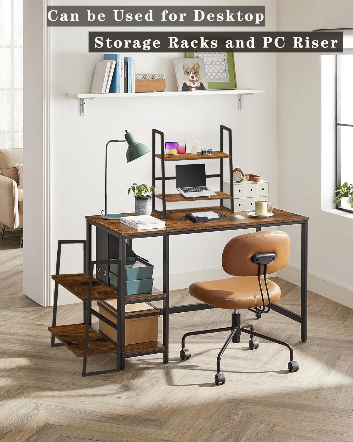 OYE 2 in 1 Bookcase with 4 Tiers, Ladder Shelf with 4 Shelves, Freestanding Plant Flower Stand, Standing Shelf for Living Room, Bedroom, Kitchen
