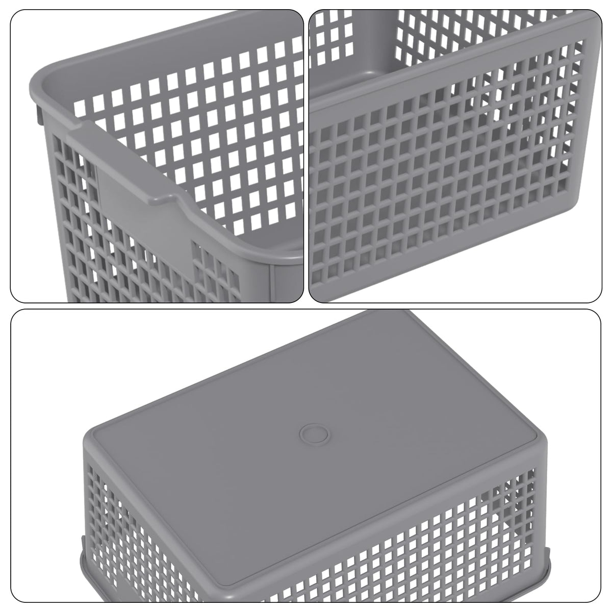 Readsky 6-Pack A4 Plastic Storage Baskets, Large Plastic Organizer Basket, Gray