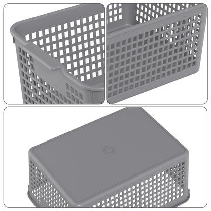Readsky 6-Pack A4 Plastic Storage Baskets, Large Plastic Organizer Basket, Gray