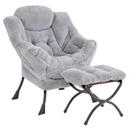 YOTATING Comfy Armchair with Footstool, Lazy Chair with Ottoman Leisure Accent Chair Relax Lounge Chair with Armrests & Side Pocket for Living Room