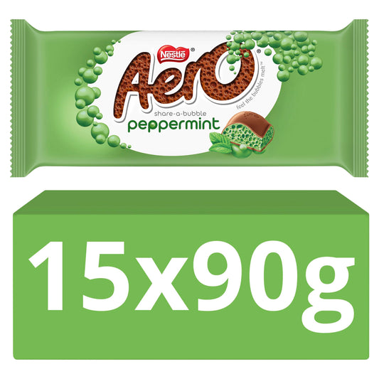 Aero Peppermint Mint Chocolate Sharing Bars, 15 x 90 g