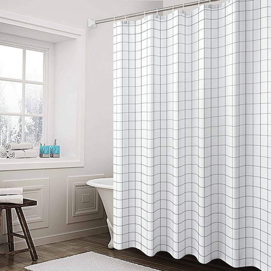 Aisaving Shower Curtain Polyester Fabric Bathroom Curtains Mould proof Water Resistant Shower Curtains with Plastic Curtain Rings and Heavy Weighted