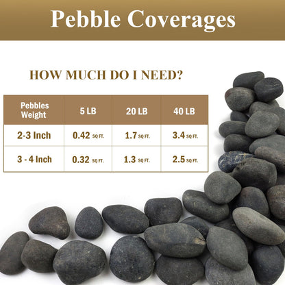 FANTIAN 20 lbs Black Stones for Garden,4-6 cm Large Natural Beach Cobbles. Decorative Black Pebbles for Plant Pots, Ponds, Water Features, Aquarium,