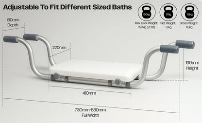 Aidapt Suspended Bath Seat with Telescopic Arms – Adjustable 73–83cm | Non-Slip Handles