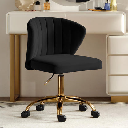 HULALA HOME Height Adjustable Swivel Desk Chair with Gold Base, Black