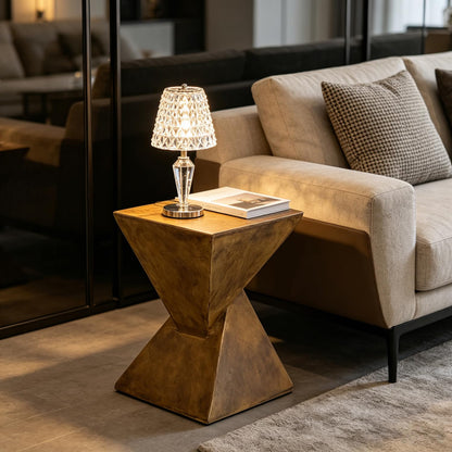 Concrete Art Side Table Lightweight: Modern Accent Table 30.5x30.5x46cm Brown Bedside Sofa Sides Tables Sitting Chair End Table for Living Room