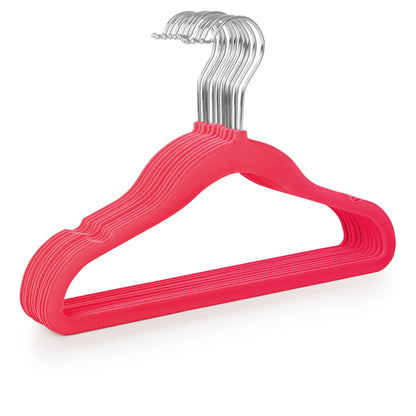 Laleni Kids Velvet Hangers 30 Pack – Space-Saving Non-Slip Clothes Hangers with 360° Swivel Hook – Pink