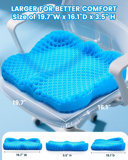 Extra19.7" Breathable Gel Seat Cushion, Wheelchair Relief for Long Sitting