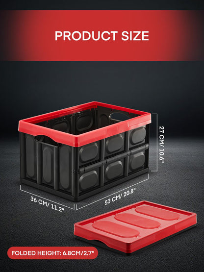 FOHERE Collapsible Storage Bins with Lids 3 Packs, 48L Stackable Crate