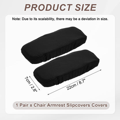 sourcing map Chair Armrest Slipcovers Covers, 22 x 7cm Polyester Removable Seat Hand Rest Protector for Office Chairs Desk Chair(Black)