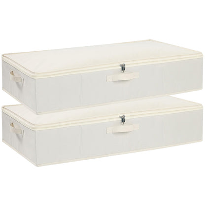 YheenLf 2-Pack Under Bed Storage Containers Organizers, Underbed Clothes Boxes with Reinforced Handles for Blanket, Sheets, Clothing, Shoes, 804015