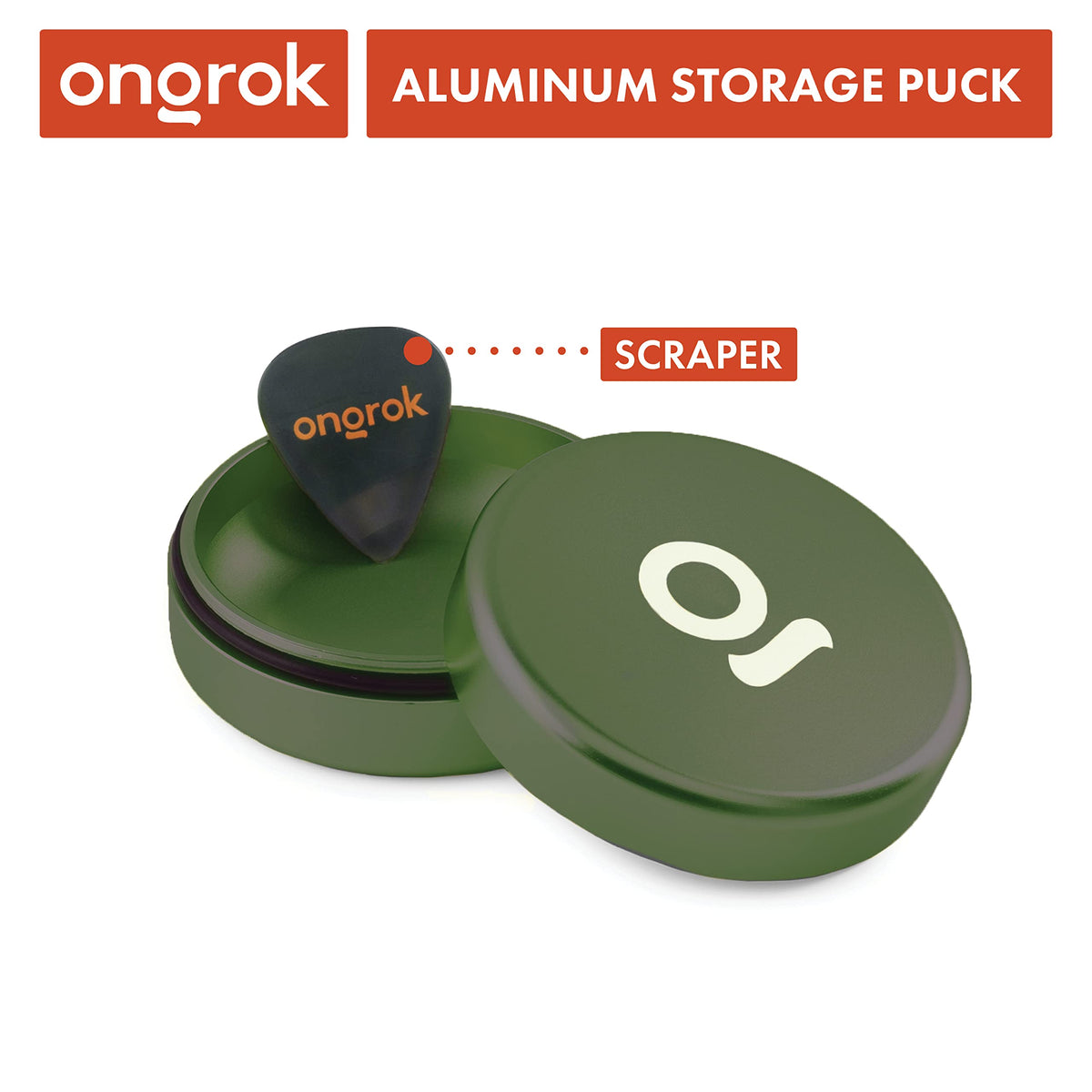 ONGROK Storage Puck - Green | Perfect Size Case to Store in Your Pocket | Aluminum Constrution, Airtight, Preserves Moisture Profile and Aroma