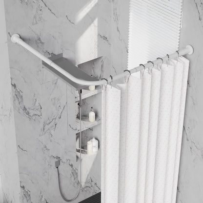 WELDUN L-Shaped Shower Curtain Rod, 68-96cm × 68-96cm Stainless Steel