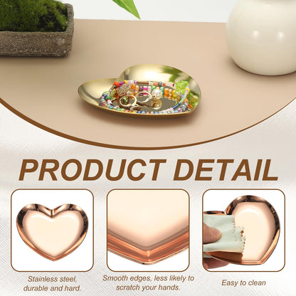 sourcing map Heart Shape Serving Trays, 3.54" Stainless Steel Decorative Jewelry Dish