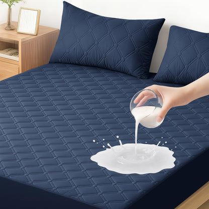 Ystyle Fitted Sheet 180 x 200 cm, Microfibre, Fitted Sheet - Mattress Height up to 30 cm, Navy Blue