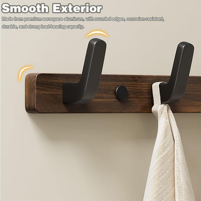 Lxoraziy Wall-Mounted Coat Rack - Walnut Coat Rack Hook, Heavy Duty Wooden Wall Coat Hanger with 4 Coat Hooks for Hanging Coats, Hats, Clothing