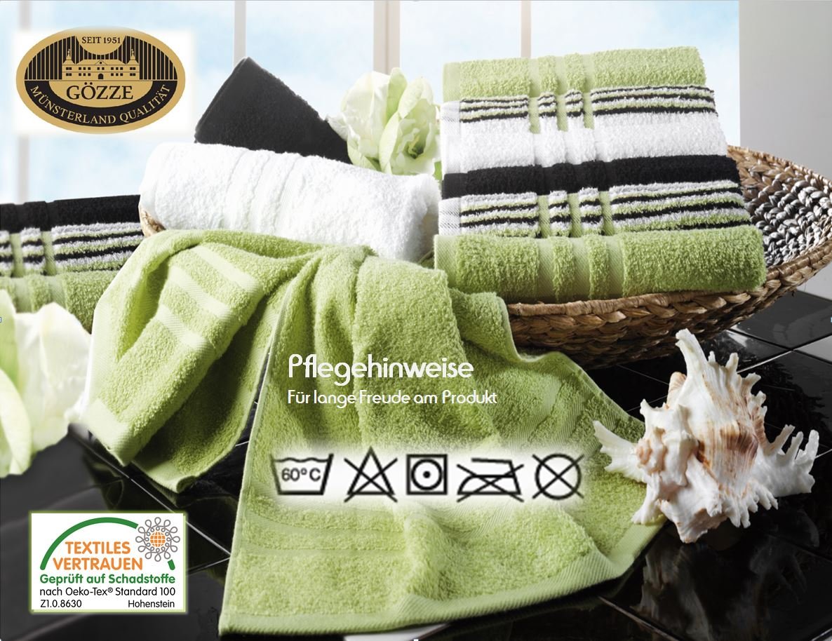 Gözze - Beach Towel, 100% Baumwolle, Berlin, Striped, 70 x 140 cm - Lime/White