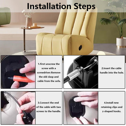 Xiciki 2 Pcs Recliner Chair Parts, Aluminum Universal Recliner Release Pull Handle Replacement for Most Recliner Chair and Sofa
