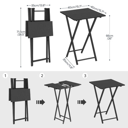 HOOBRO Folding Side Table, TV Tray Table for Eating, Small Industrial Sofa Snack Foldable Table for Small Spaces, Space-Saving, Black EBB27BZ01