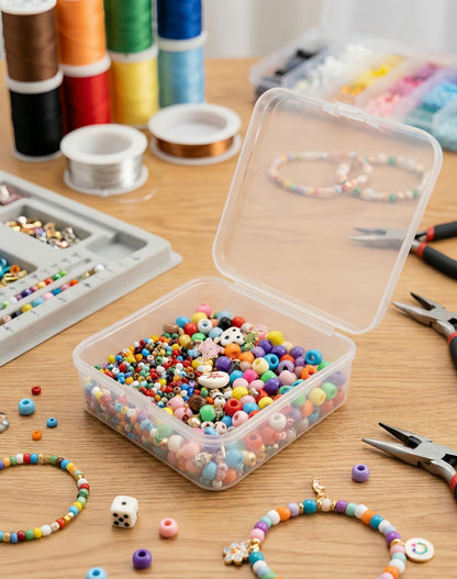 LJY Clear Square Plastic Boxes with Lids, 18 Pack, 3.7 x 3.7 x 1.4 in