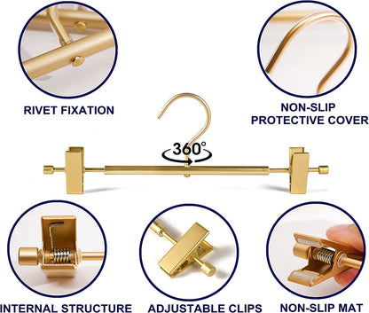 Amber Home 20pcs Matte Aluminum Trousers Hangers, Metal Skirt Hangers, Gold