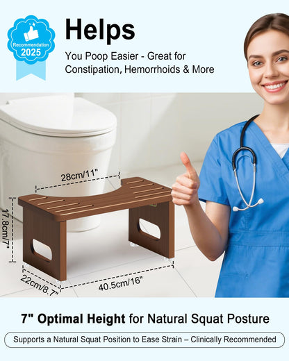 YOSE Wood Toilet Stool Squat Adult, Foldable Squatting Potty for Bathroom, Dual Anti-Slip Potty Step Stool for Pooping