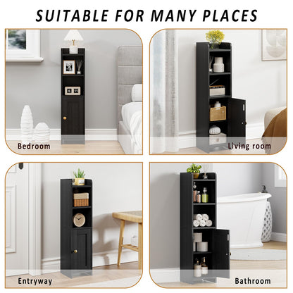 Lomojo Small Bathroom Storage Cabinet Corner, 20x20x78cm, Black