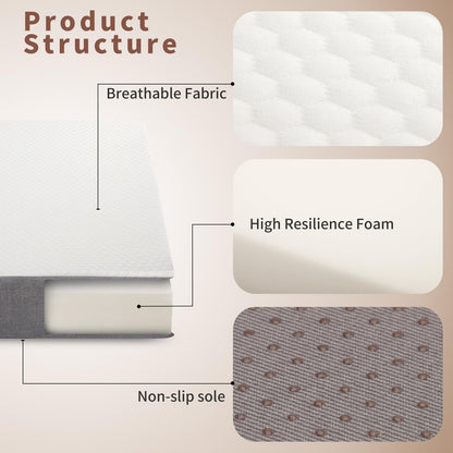 Gwydre 190x90x10cm Single Folding Mattress