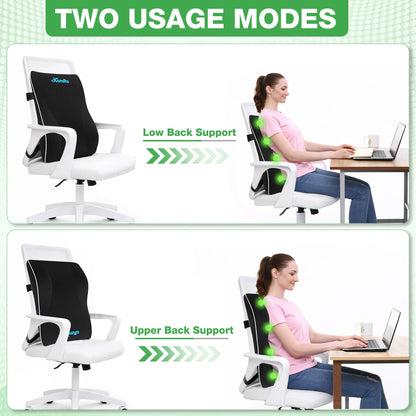 XomRo Lumbar Support Pillow Office Chair Gaming Car Seat Memory Foam Back Support Cushion Ergonomic Contour Posture Support Orthopedic Design