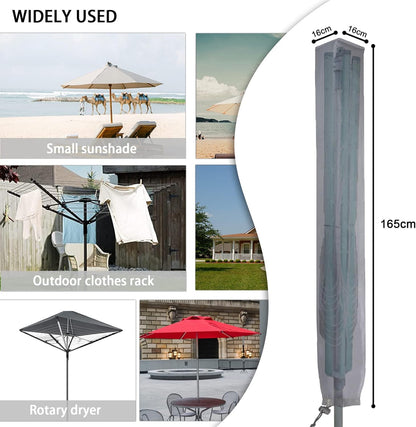 RICHIE Rotary Airer Cover, Heavy Duty 600D Oxford Fabric, Waterproof Outdoor Protection for Rotary Clothes Line, Full Zip, Drawstring Closure