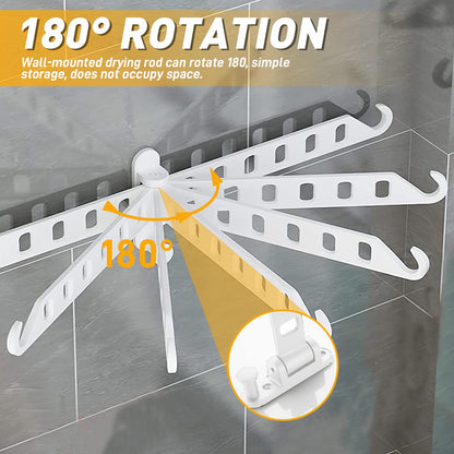 Lxoraziy Wall Mounted Clothes Hanger, Foldable Wall Clothes Airer, 180° Swivel Hanger, Wall Hook with Screw, for Laundry, Bathroom, Utility Room