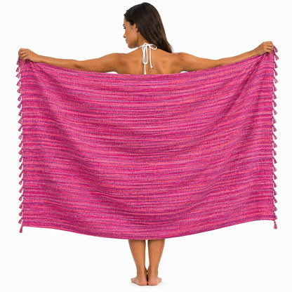WEFLORIA Turkish Cotton Peshtemal Towel, Lightweight Quick Dry Beach Towel, Soft Travel Hammam Towel for Bath, Spa, Pool and Gym, Purple Striped