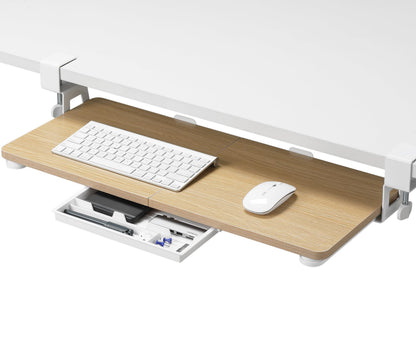 ETHU Under Desk Keyboard Tray, 68x30cm Ergonomic Pull-out Tray with C-Clamp Large Size Keyboard Tray Mount Easy to Install