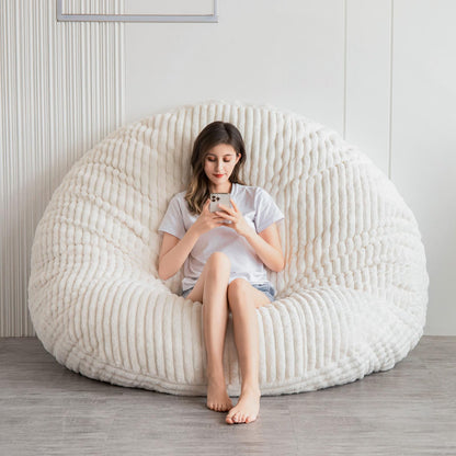 MAXYOYO Giant Bean Bag Bed - Square Bean Bag Chair - Large Sofa with Faux Fur Cover and Fluffy Filling Included for Adult, Couples, Guest