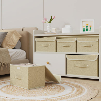ENUMAIL Storage Bins with Handles,Grey and Beige,38x25x25cm,3 Pack