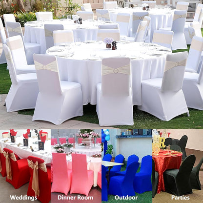 Kapwall 12 PCS White Chair Covers, Spandex Stretch Washable Chair Covers for Wedding,Party and Banquet